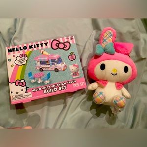 NEW-hello kitty and friends building blocks and my melody plush 11 inches